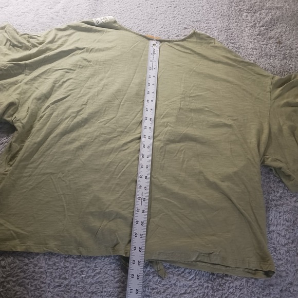 Ruby Rd 3X Green Lace Trim V Neck Tie Front Blouse Short Sleeve Plus Size‎ Top - Picture 4 of 7